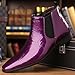 SIYAKE Men's Patent Leather Low Chunky Heel Chelsea Boots Fashion High Gloss Slip-on Business Dress Oxford Boots for Wedding Prom Party Business Work (Purple,8.5)