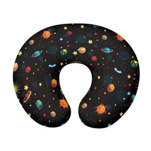 Image of Forchrinse Galaxy Colorful Planet Space Nursing Pillow Cover Stretch Pillow Slipcover for Breastfeeding Mom Soft Nursing Pillow Slipcover for Baby Boys Girls