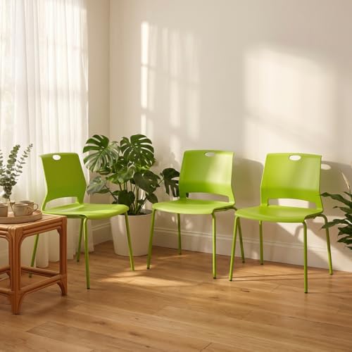 Image of Sidanli 8 Pack Plastic Stacking Chairs, 400LBS Support Metal Frame, Green