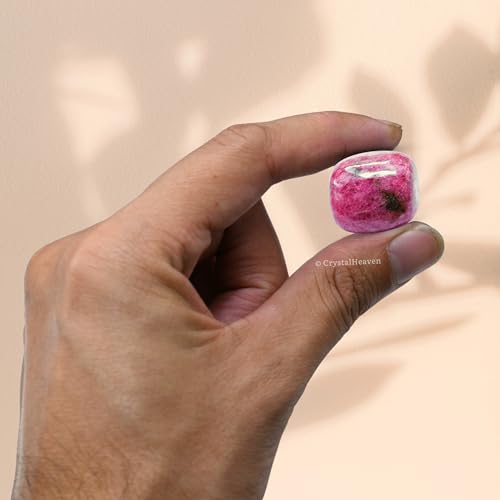 Image of Certified Rhodonite Crystal Healing Tumbled Stone, Natural Polished Crystals for DIY Crafts, Manifestation, Meditation, Pooja Feng Shui and Reiki Healing (30 Grams)