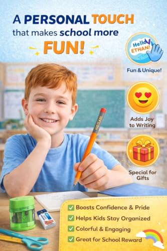 Image of Personalized Name Pencils for Kids - Set of 10 | Custom Name Engraved HB Pencils with Free Eraser & Sharpener | Perfect for School, Birthday Return Gifts | Naam Wali Pencil