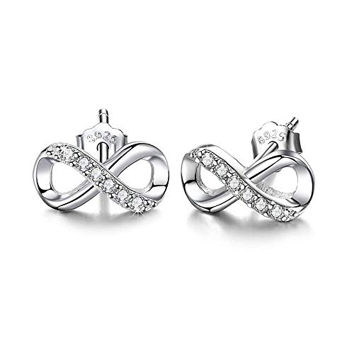 41pBHadjBsL - Pendientes Infinito para Mujeres en Plata de Ley 925 - Símbolo del Amor con Circonita Cúbica, Regalo de Joyería para Niña