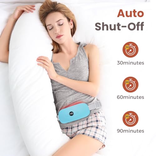 Image of NOWWISH Heating Pad for Period Cramps, Portable Electric Cordless Menstrual Heating Pad Rechargeable with 6 Heat Levels and 6 Massage Modes, Gifts for Women, Dorm Room Essentials for Girls, Blue