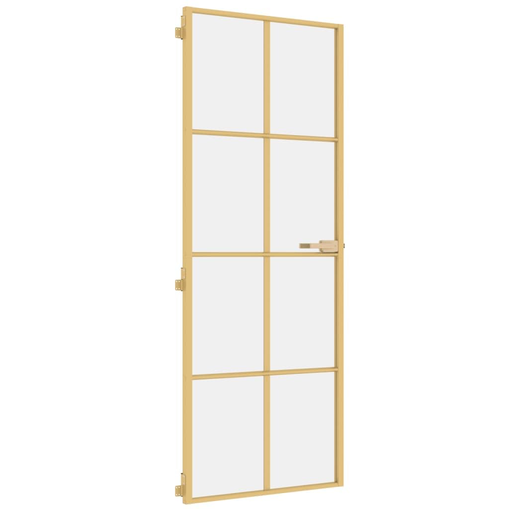 Drzwi wewnętrzne Slim Golden 76x201.5 cm szkło hartowane i aluminium materiały budowlane drzwi domowe