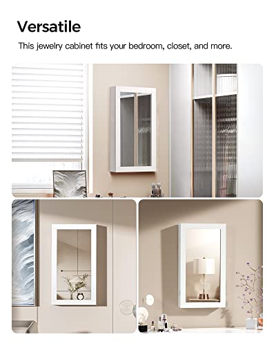 Songmics UJJC51WT Lockable Jewelry Cabinet Armoire With Mirror, Wall-Mounted Space Saving Jewelry Storage Organizer thumb #3