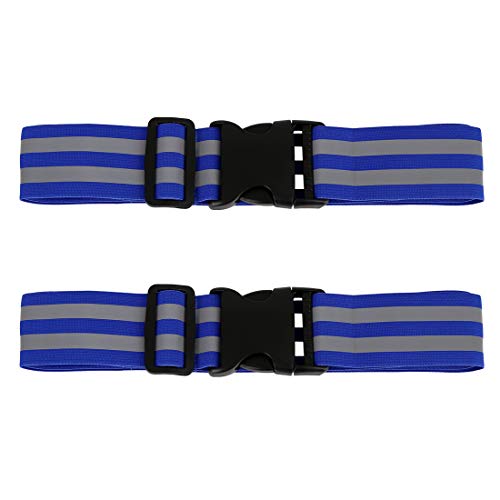 X AUTOHAUX 2 Pcs Reflective Bands for Waist Reflective Belts High Visibility Night Safety Cycling Riding Reflector Tape Blue