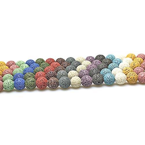 Mjdcb Top Natural Multicolor Volcanic Lava Stone Round Loose Stone Beads Diy For Jewelry Bracelet Making 15" (12Mm, Multicolored) #TOP1