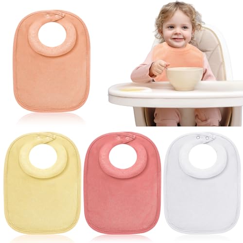 Twistover 4 Newborn Baby Bibs Padded Baby Feeding Towel Cotton with Padded Absorbent Collar for Neck Folds Reflux 0-36 Months (Girl Color)