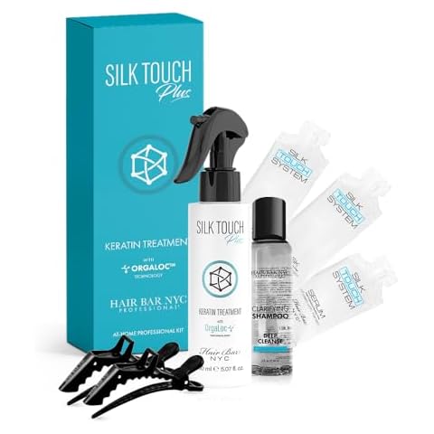 Hair Bar NYC DYI Silk Touch Plus Keratin Smoothing Treatment Home Kit - Vegan & Formaldehydee Free, Made in Italy (For All Hair Types) Up to 2 Applications, Lasts up to 5 months Cover