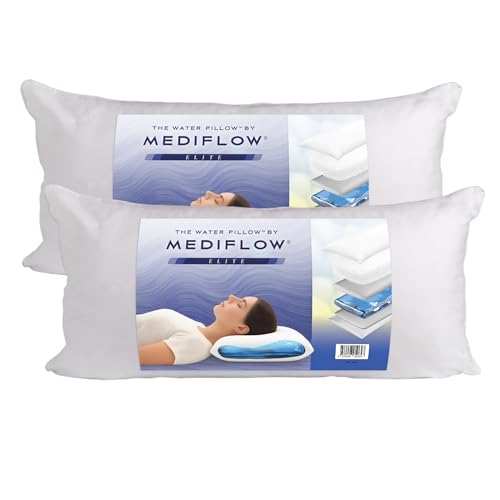 Mediflow Wasserkissen - Elite Collection Faserkissen Orthopädisches Kissen zur Linderung von Nackenschmerzen Verstellbares Wasserkissen zum Schlafen,...