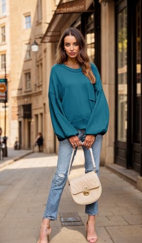 Image of Zeagoo Sweaters for Women 2025 Trendy Fall Fashion Oversized Lantern Long Sleeve Knitted Pullover Tops Outfits