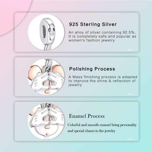 Image of LUXILLA Love You Best Friend Grandma Wife Heart Charm 925 Sterling Silver Charms Fit for Bracelets Necklace Jewelry Gift for Women