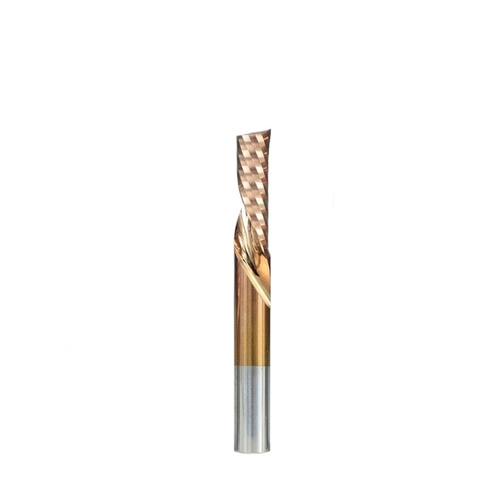 1 szt. Frez spiralny do cięcia w dół, frez jednoostrzowy, trzpień 3,175 mm-12 mm, powłoka tytanowa, O-wiertło do routera CNC(8 x 8 x 52 x 100 l)