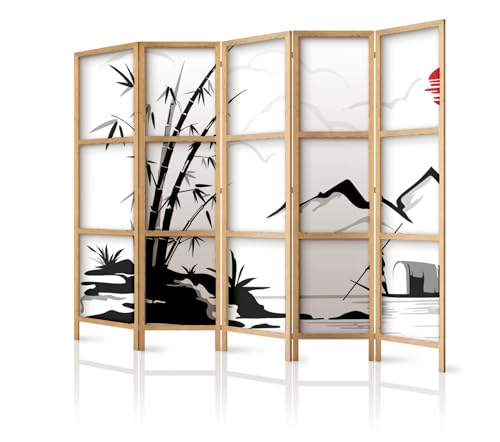 framed concept - Paravent Raumteiler aus Holz 225x172 cm, 5-teilig, einseitig, im orientalischen Stil
