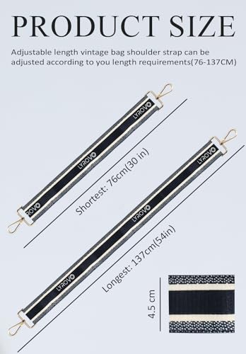 Image of Lyrovo Adjustable Purse Strap Replacement for Women, 1.5 inch Wide Crossbody Shoulder Strap Boho Handbag Strap Guitar Strap (LY-Beige Black)