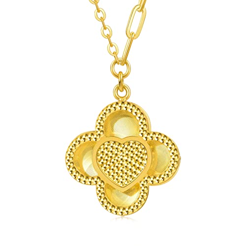CHOW SANG SANG 999 24K Solid Gold Essence Dazzling Four-Leafs Clover Necklace for Women 93442N 47cm Price-by-Weight 4.86g Gold - Main Image