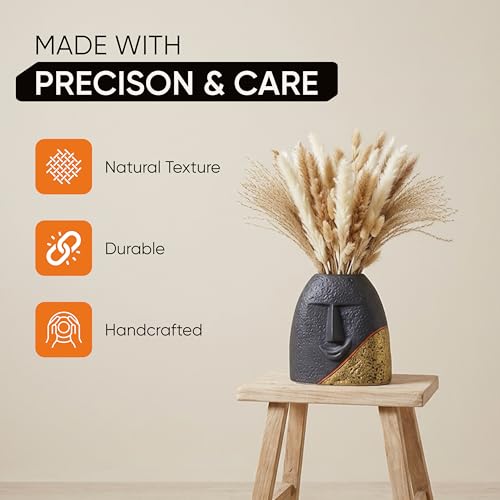 Image of Aakriti Art Creations Whispering Willow Planter | Handmade Matte Finish Black Ceramic Decorative Vase | Modern Indoor Planter for Living Room Table Decor & Housewarming Gift
