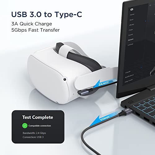 KIWI design Link Kabel 5Gbps, Link Kabel USB 3.0, Flexibles Kabel 6m Kompatibel mit Quest 2/PICO/PSVR2; USB A auf USB C, Schwarz – Bild 4