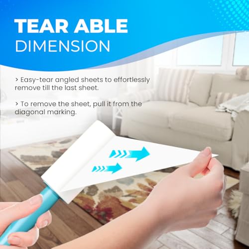 Image of Pet Hair Remover Lint Roller with Paw Handle | 60 Sheets | Hair Remover for Dogs and Cats | Ideal for Clothes, Furniture, Coats, Car Seats, Carpets, Fabric, and Dust Cleaning
