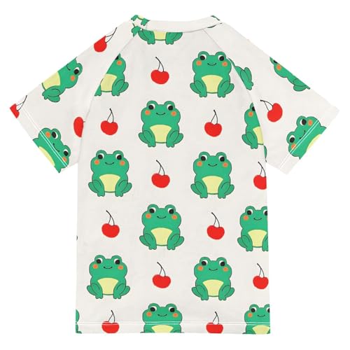 ALAZA Kids Rash Guard Boys Toddler Swim Shirts Short Sleeve Frog Cherry UPF 50+ 3T2