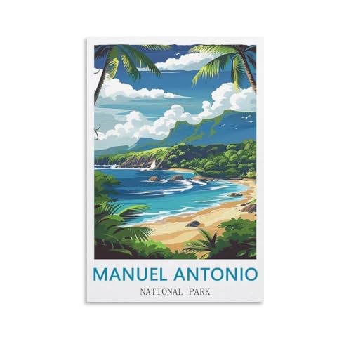 Vintage Travel Poster Manuel Antonio National Park Room Canvas Wall Art Bedroom Aesthetic Decor 12x18inch(30x45cm)