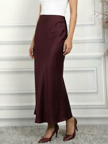 Image of ADDYVERO Premium Satin Finish Flowy A-Line Fit Midi Skirt for Women