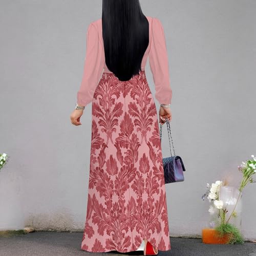 Image of PinkPatty Women's Long Sleeve Maxi Dress Plus Size Trendy Wedding Guest Dress with Pockets&Belt