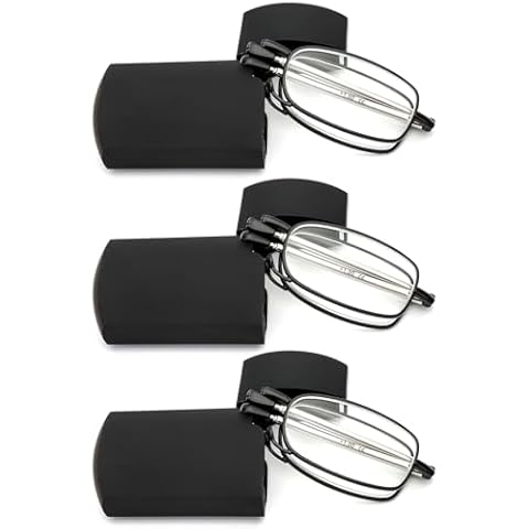 REAVEE 3 Pack Folding Reading Glasses for Men Women, Blue Light Blocking Computer Readers Spring Hinge with Small Compact Case, Black 3.0 Cover