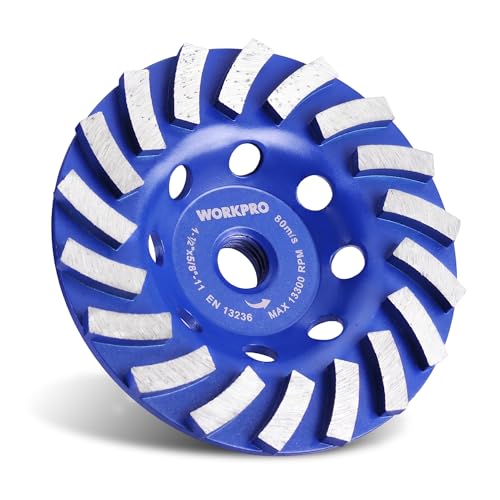 WORKPRO 4.5 Spiral Turbo Diamond Grinding Cup Wheel for Concrete