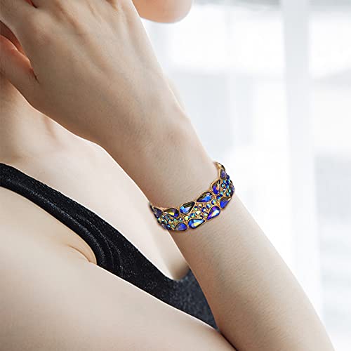 BriLove Wedding Bridal Elegant Crystal Double Row Teardrop Rhinestones Cluster Stretch Bangle Bracelet for Bride2