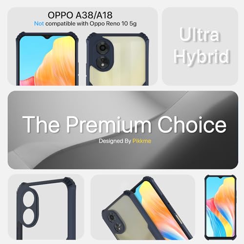 Image of Pikkme Oppo A38 4G / Oppo A18 4G Back Cover | Crystal Clear Transparent Back | Ultra Hyrbid | Full Camera Protection | Raised Edge | Bumper Back Case (Blue)