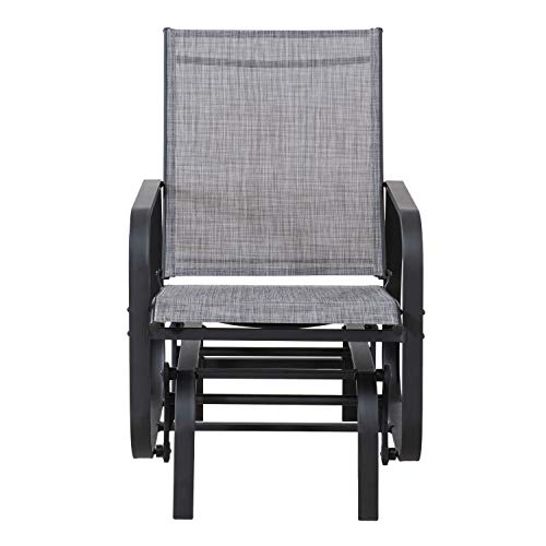 Amazon Basics 3-Piece Outdoor Patio Steel Glider Sling Chair Bistro Dining Set - Grey #TOP1