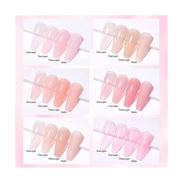 Vishine UV Nagellack Natur rosa, Hautfarbe, Pink Rose, Klassischer 6pcs Shellac Natur Gel Nagellack Rosa Weiss Töne… – Bild 7