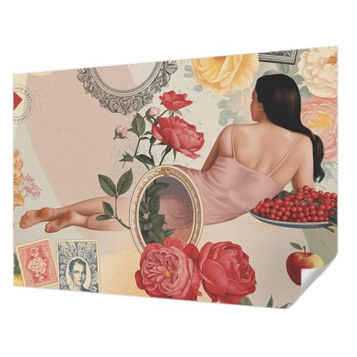 Tulup Revestimiento Autocolante 108x146 cm Resistente a las Manchas para Dormitorio, Sala de Estar e Recibidor Autoadhesivo Moderna Decoración de Pared Fotográfico - Elegancia floral