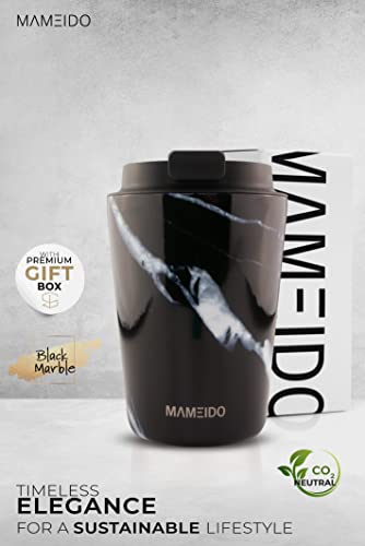 MAMEIDO Taza termica 350ml Black Marble - Termo café para llevar acero inox sin BPA, Antigoteo, Vaso termico café y té… - Imagen 3