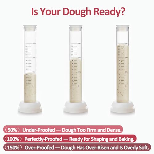 Image of Sourdough Aliquot Jar Set, Glass Fermentation Tracker Tube with 0-150% Scale, Precision Sourdough Starter Kit for Dough Rise, Bread Proofing, Home Baking Supplies (1 Pack)