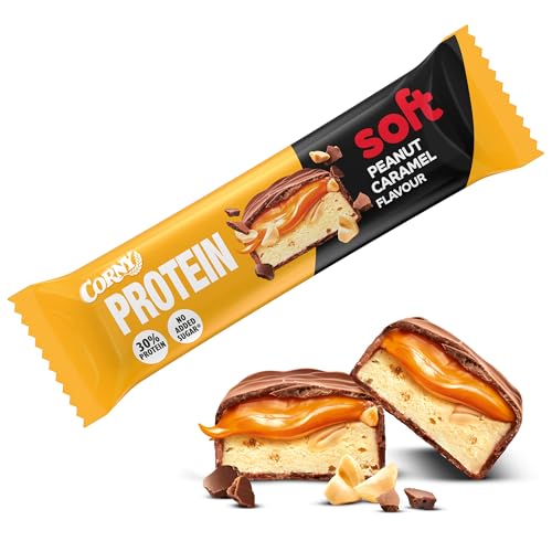 Protein Riegel | Corny | Soft Peanut-Caramel Flavor | 30% Protein | Eiweißriegel ohne Zuckerzusatz | Einzelriegel 45g