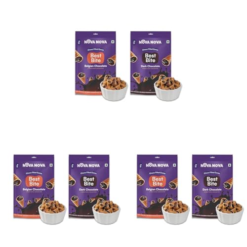 Image of Nova Nova Best Bite Choco Filled Cones | Belgian & Dark Chocolate - Assorted Pack of 6| 100% Eggless | No Added Preservatives (100g)