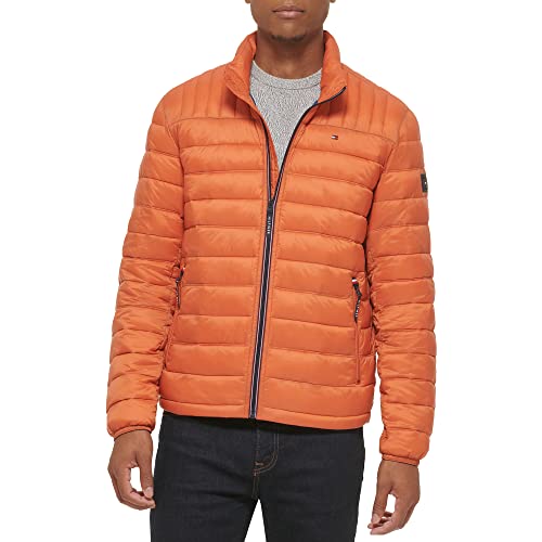Tommy Hilfiger Men's Ultra Loft Lightweight Packable Puffer Jacket (Standard and Big & Tall), Burnt Orange, Large