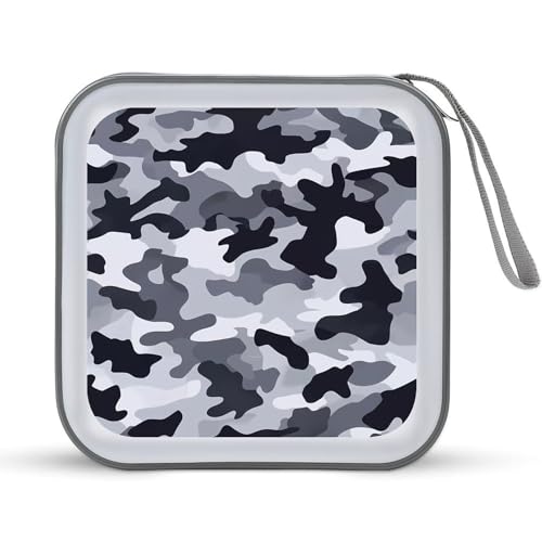 Gray Camouflage CD Case Portable DVD Holder Storage Organizer for Home Travel