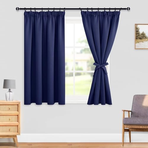 DWCN Blackout Curtains for Bedroom Thermal Insulated Curtains with Tiebacks Pencil Pleat Window Curtains for Living Room 46 x 54 inch Length - Image 2