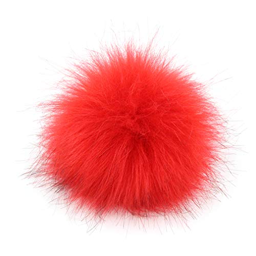 Image of Fluffy Faux Fur Pom Pom Ball for Knitting Accessories, Artificial Pompom with Elastic Cord, Hats Scarves Gloves Bags Charm Accessories, 3.9 Inch Pack of 12 (Watermelon)