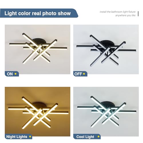 Plafonnier LED Sputnik 36W noir dimmable avec télécommande pour salon
