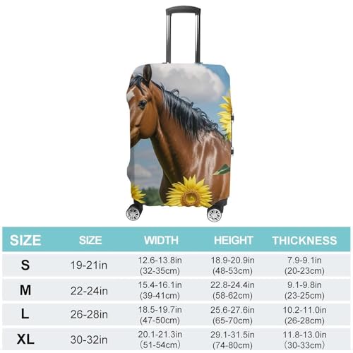 Horse And Sunflower Printed Luggage Cover Protector, Fits 18-32 Inch Luggage2