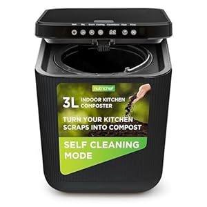Nutrichef 3L Electric Kitchen Composter – Compost’s Organic Material & Food Scraps | Countertop Automatic Compost Bin | Dry, Crush, & Cooling Functions | Perfect for Kitchens & Apartments | Grey