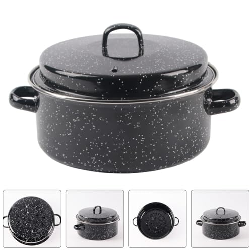 Ustensile de cuisine pratique plat à rôtir émail avec couvercle pour four et barbecue - 3