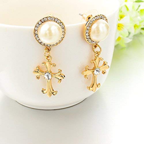 Pearl Dangle Earrings with Gold Plated Hooks