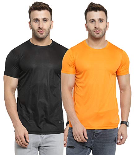 Image of AWG ALL WEATHER GEAR Men's Round Neck Half Sleeves, Lightweight Quick Dry Regular Dry Fit Sports T-Shirt (Pack of 2) AWGDFT-BL-OR