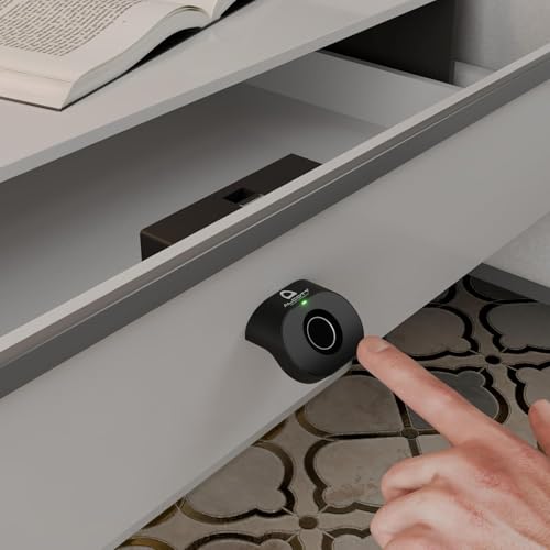 Image of ALCOTT ZINC Fingerprint Drawer Lock, Smart Biometric Cabinet Lock, Safety Electric Drawer Wardrobe,1st Made in India Digital Furniture Lock| Black| 3 Yrs Warranty (Store Upto 20 Fingerprints)