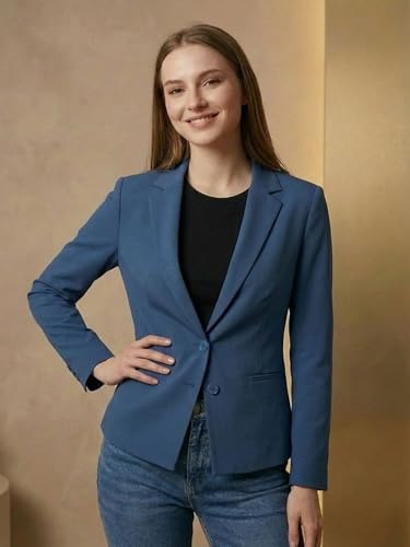 Image of ROCKSY Black Smart Casual Formal Blazer for Women, Regular Fit Stylish Blazer for Women